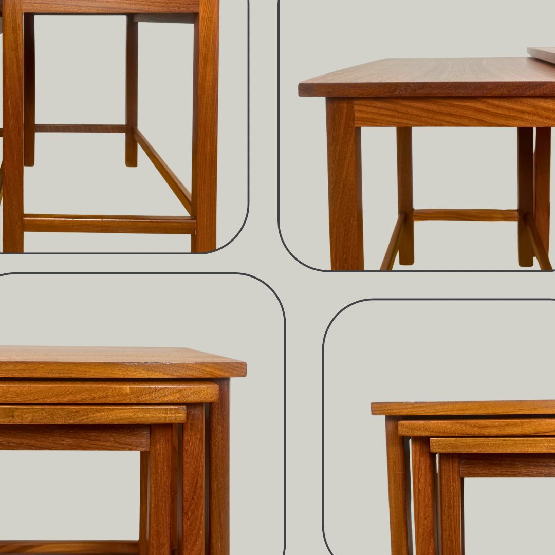 Mid Century Teak Nest Of Tables photo vintage