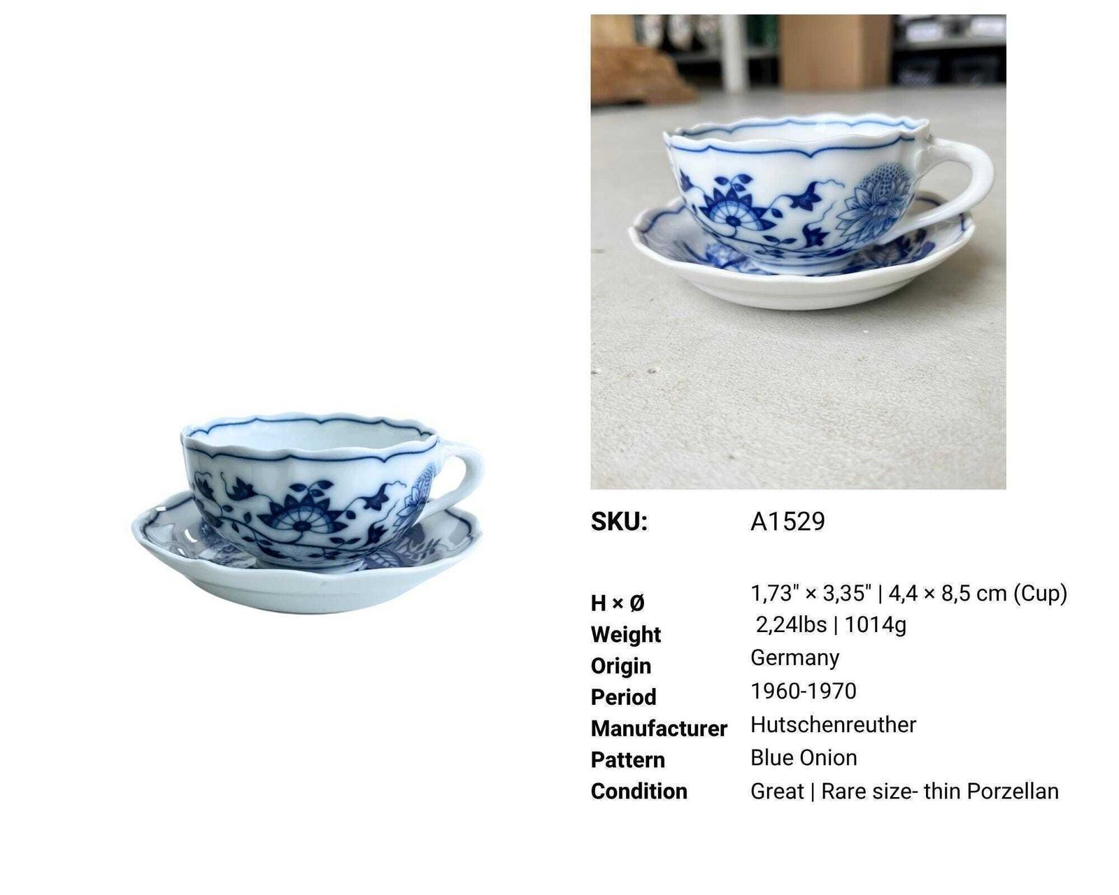 Blauw Uien Vintage Theekopje En Schotel | (6) Hutschenreuther photo furniture