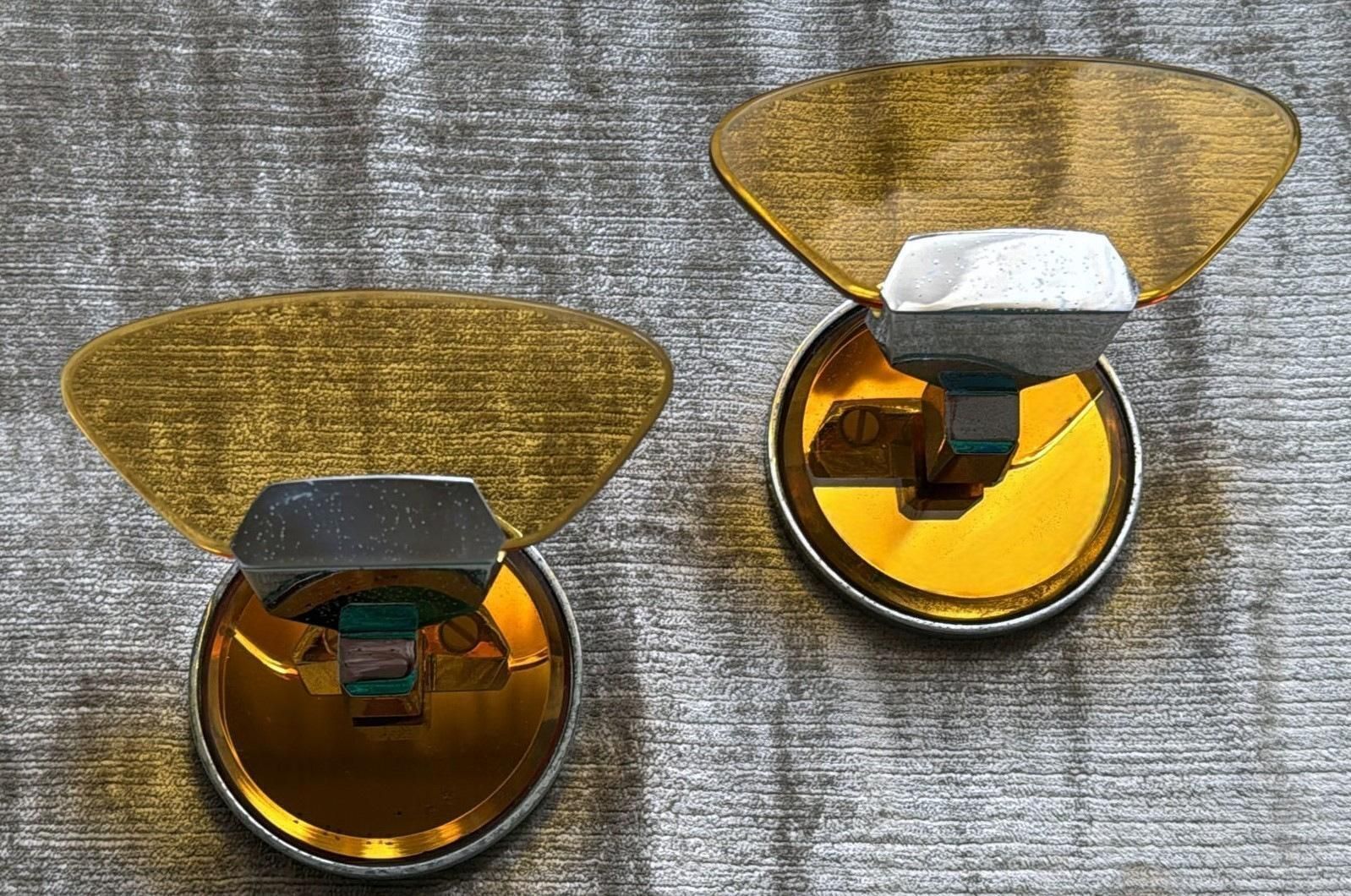 Veca For Fontana Arte Pair Of Italian Wall Hooks In Steel And Crystal photo vintage
