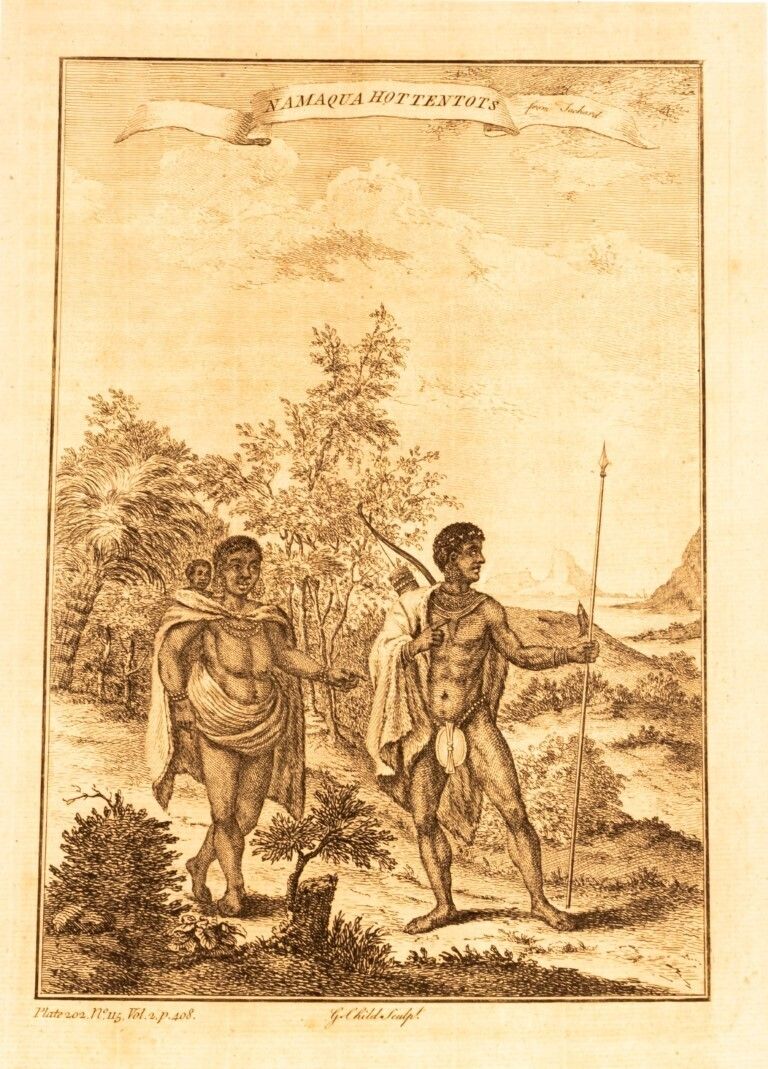 Namaqua Hottentots Antique 18th Century Engraving