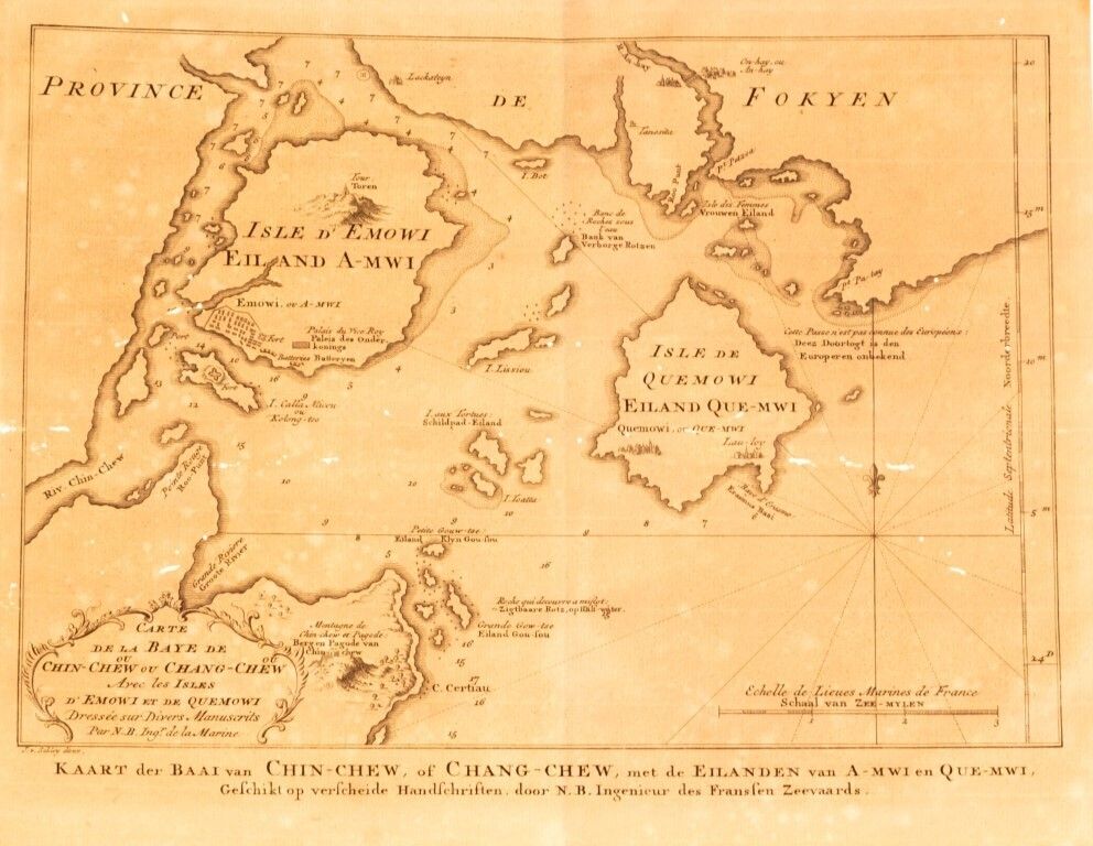 Antique 18th Century Jacques Bellin Engraving Titled “Map Of The Bay Of Chin Chew With The Islands Of A Mwi And Que”