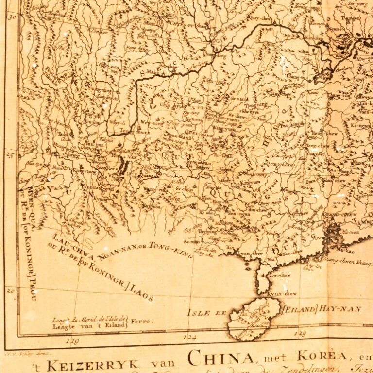 Antique 18th Century Engraving Survey Map By Bellin & Schley, Depicting China, Korea & Central Asia photo furniture