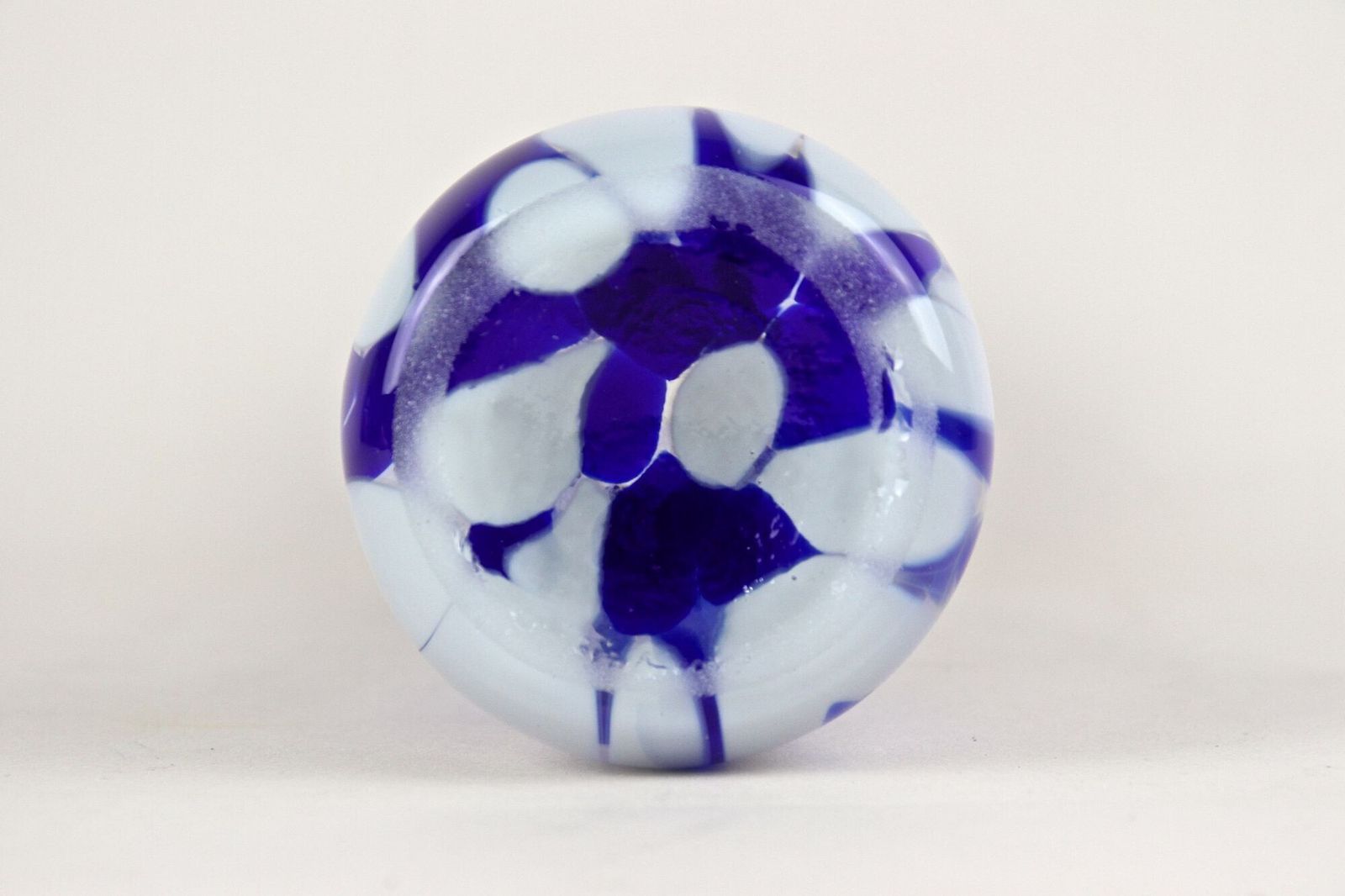450.0 Mid Century Dark Blue/ White Murano Glass Vase, Italy Ca. 1970 photo