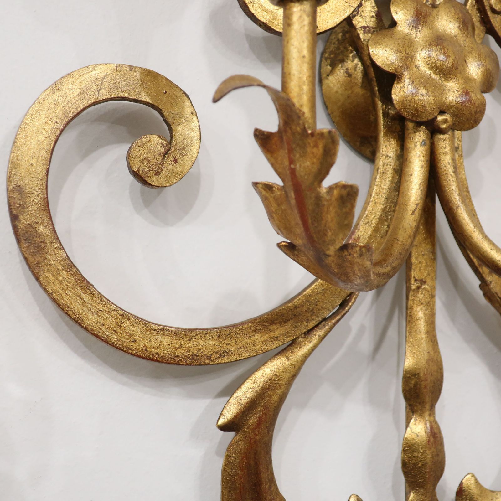 Pair Of Italian Mid Century Gilt Metal Wall Lights By Li Puma Firenze photo buy