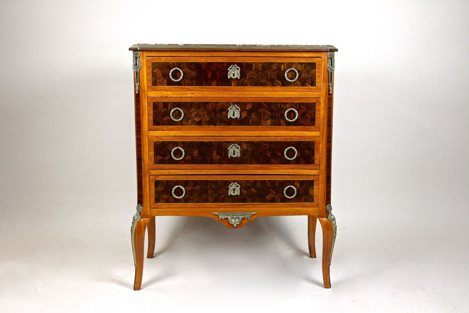19th Century Marquetry Chest Of Drawers, Transitional Style, France Ca. 1870 photo for sale