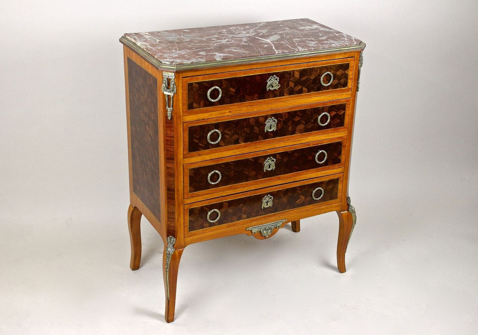19th Century Marquetry Chest Of Drawers, Transitional Style, France Ca. 1870 photo vinterior