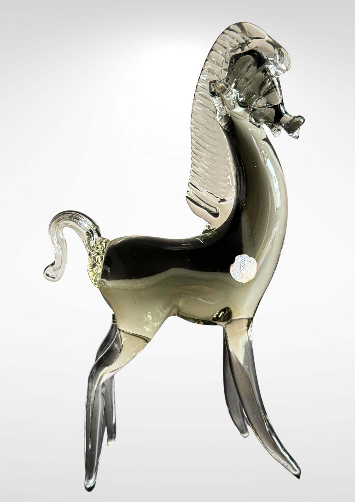 photo furniture Mid Century Murano Glass Horse By Seguso With Silver Foil Label