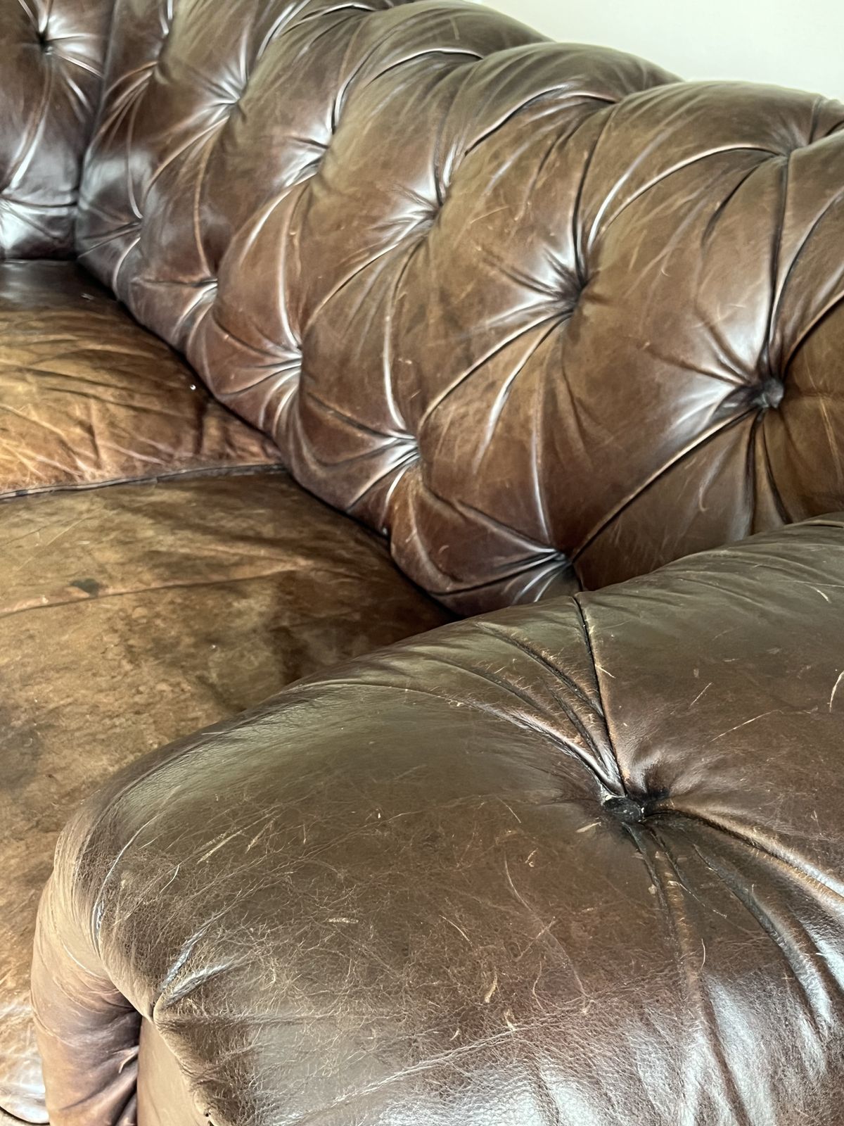 Furniture Natuzzi ‘Chesterfield’ Brown Leather Three Seater Sofa photo