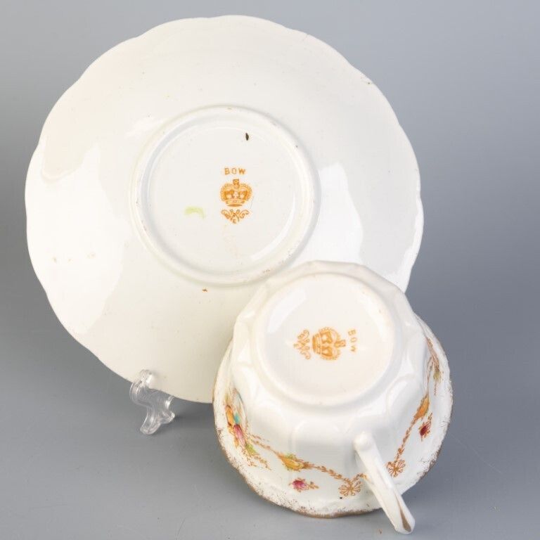Antique Art Nouveau Bow Porcelain Ceramic Teacup & Saucer photo furniture