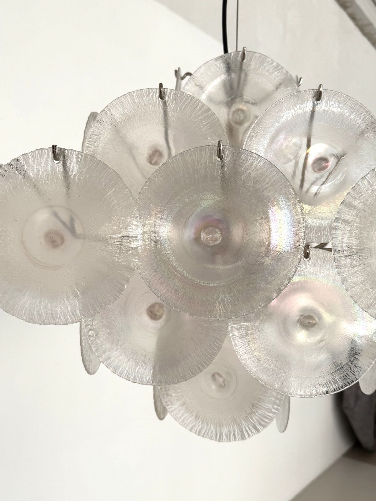 Carlo Nason Italian Mid Century Murano Rainbow Glass Chandelier For Mazzega, 70s photo for sale