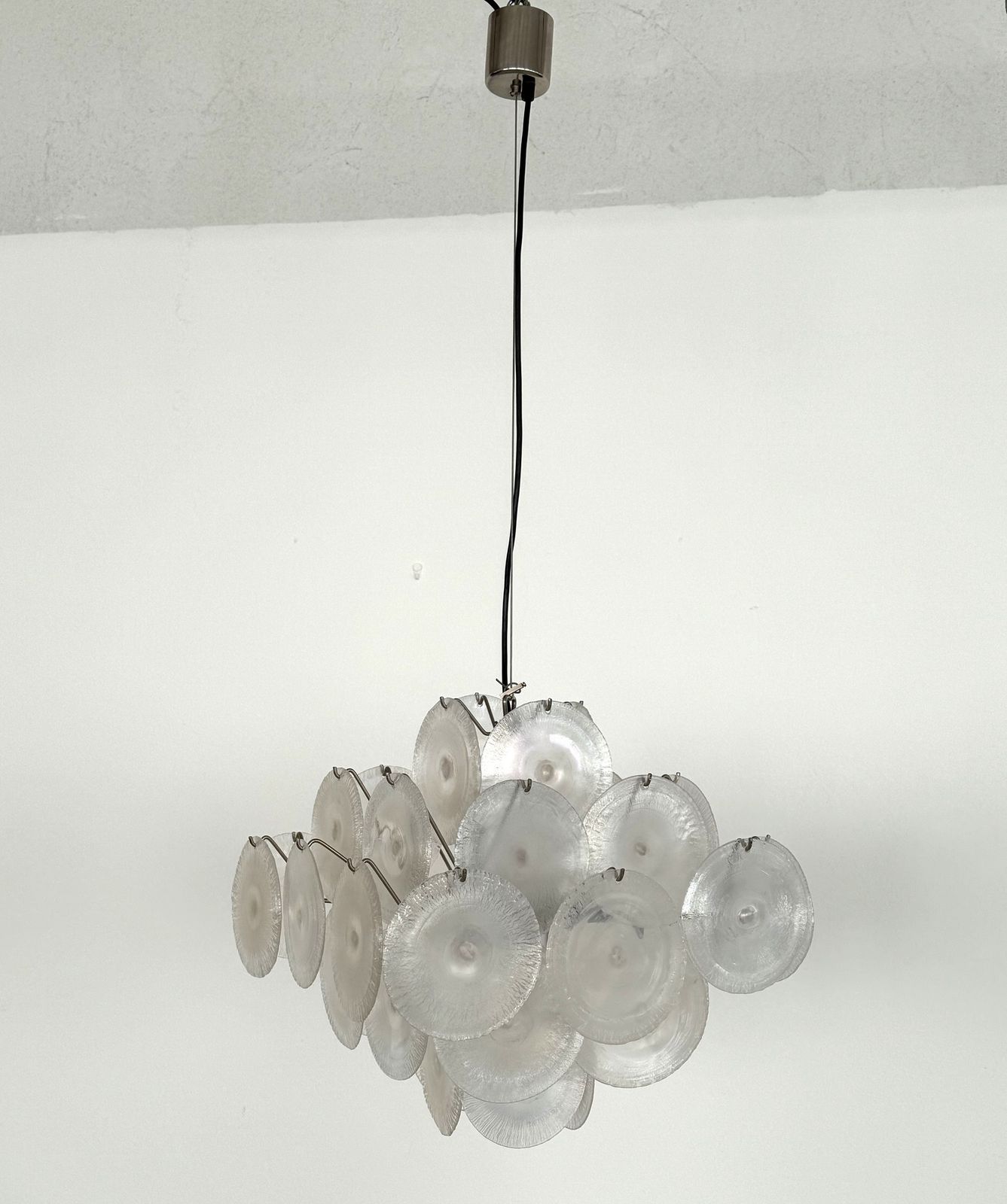 Carlo Nason Italian Mid Century Murano Rainbow Glass Chandelier For Mazzega, 70s photo vintage