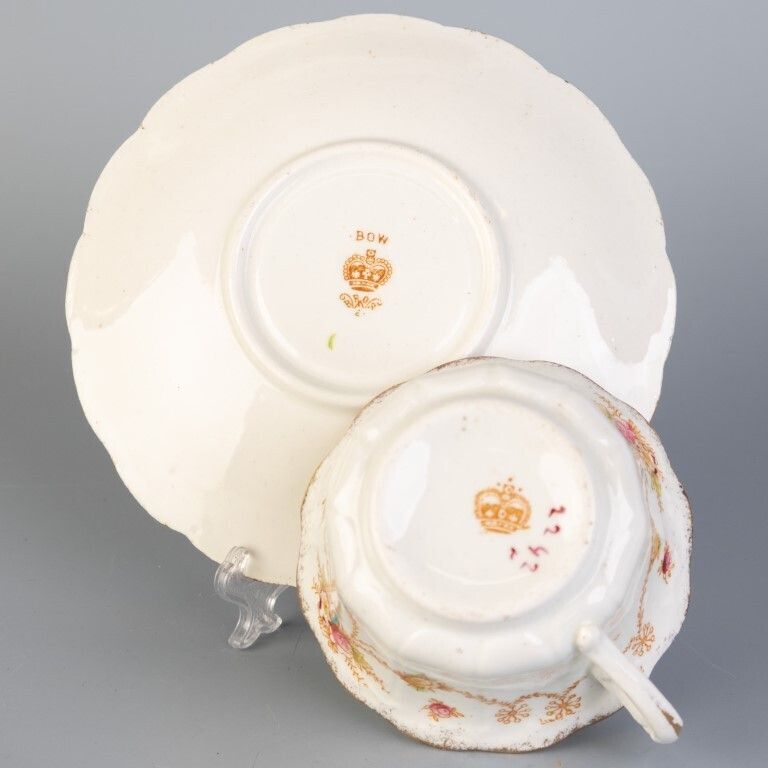 Antique Art Nouveau Bow Porcelain Ceramic Teacup & Saucer photo furniture