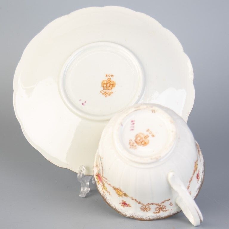 Antique Art Nouveau Bow Porcelain Ceramic Teacup & Saucer photo furniture