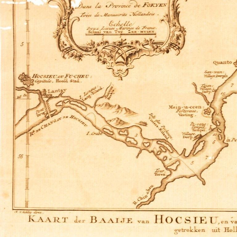 Antique 18th Century Engraving Titled “Map Of The Huchou Bay” By Jakob Van Schley photo furniture