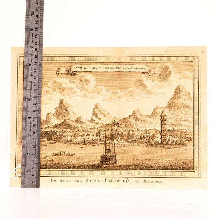 Antique 18th Century Frans De Bakker Engraving Depicting The City Of Chaozhou In Guangdong Province, China photo for sale