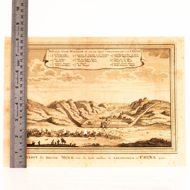 Antique 18th Century Engraving Of The Great Wall Of China By Jacobus Van Der Schley photo for sale