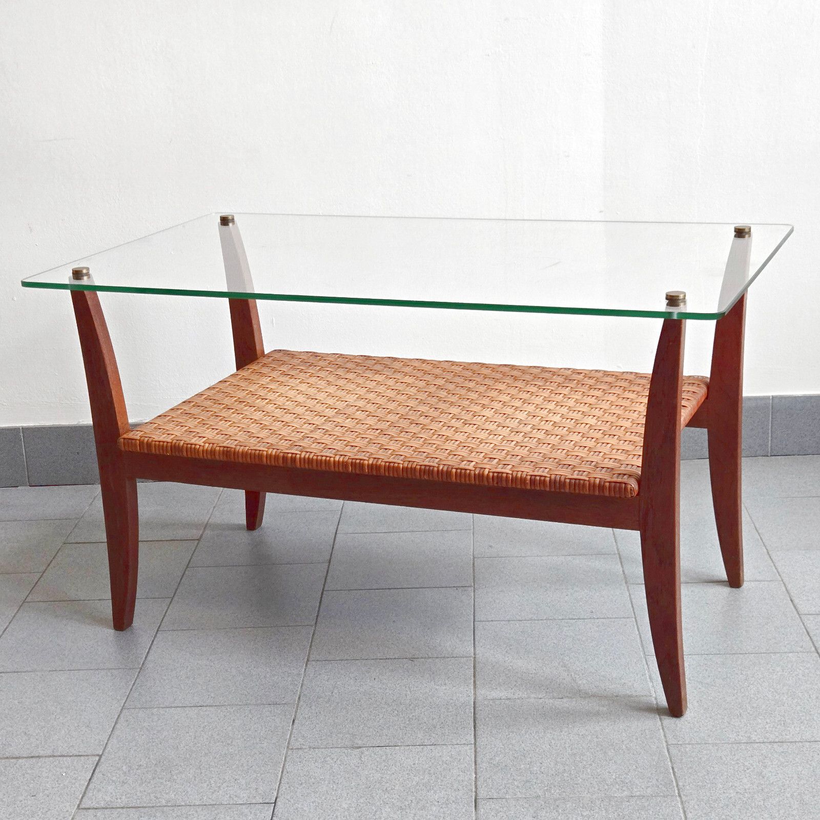 Stunning Vintage 1960s Heter Rattan Brass & Glass Coffee Table 60s 1960s photo Furniture