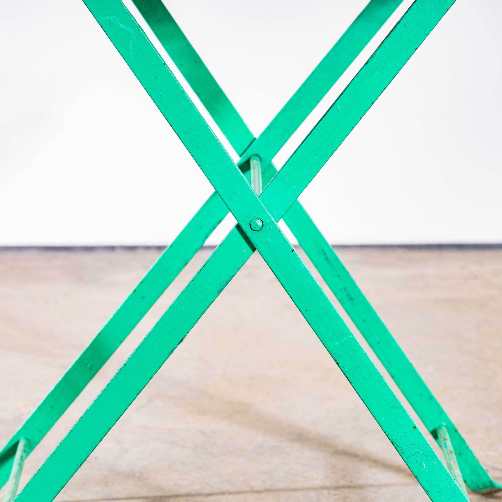 1950’s Slatted Pea Green French Outdoor Folding Chairs – Set Of Six photo 450.0
