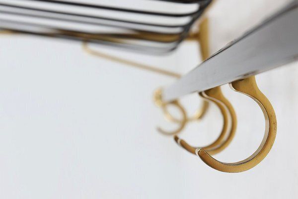 Mid Century Modern Coat Rack In Gold And Black Aluminium, 1960s photo for sale
