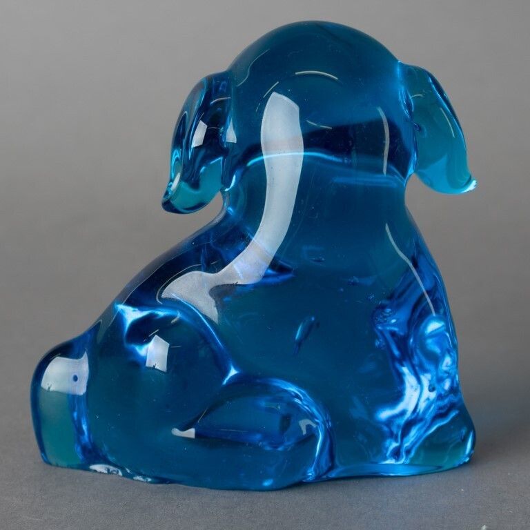 Mid Century Murano Venetian Hand Blown Glass Dog Paperweight Figure photo furniture