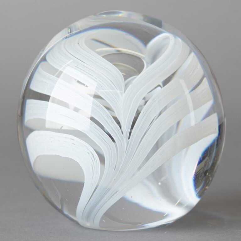 Mid Century Signed Hand Blown Glass Paperweight