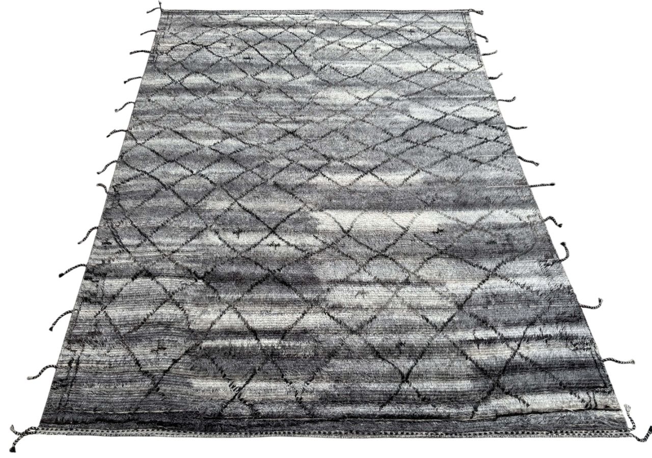 275x365 Cm Hand Knotted Moroccan Design Rug. Vintage Beni Ourain Carpet. 100% Natural Wool. 9x12 Ft photo furniture