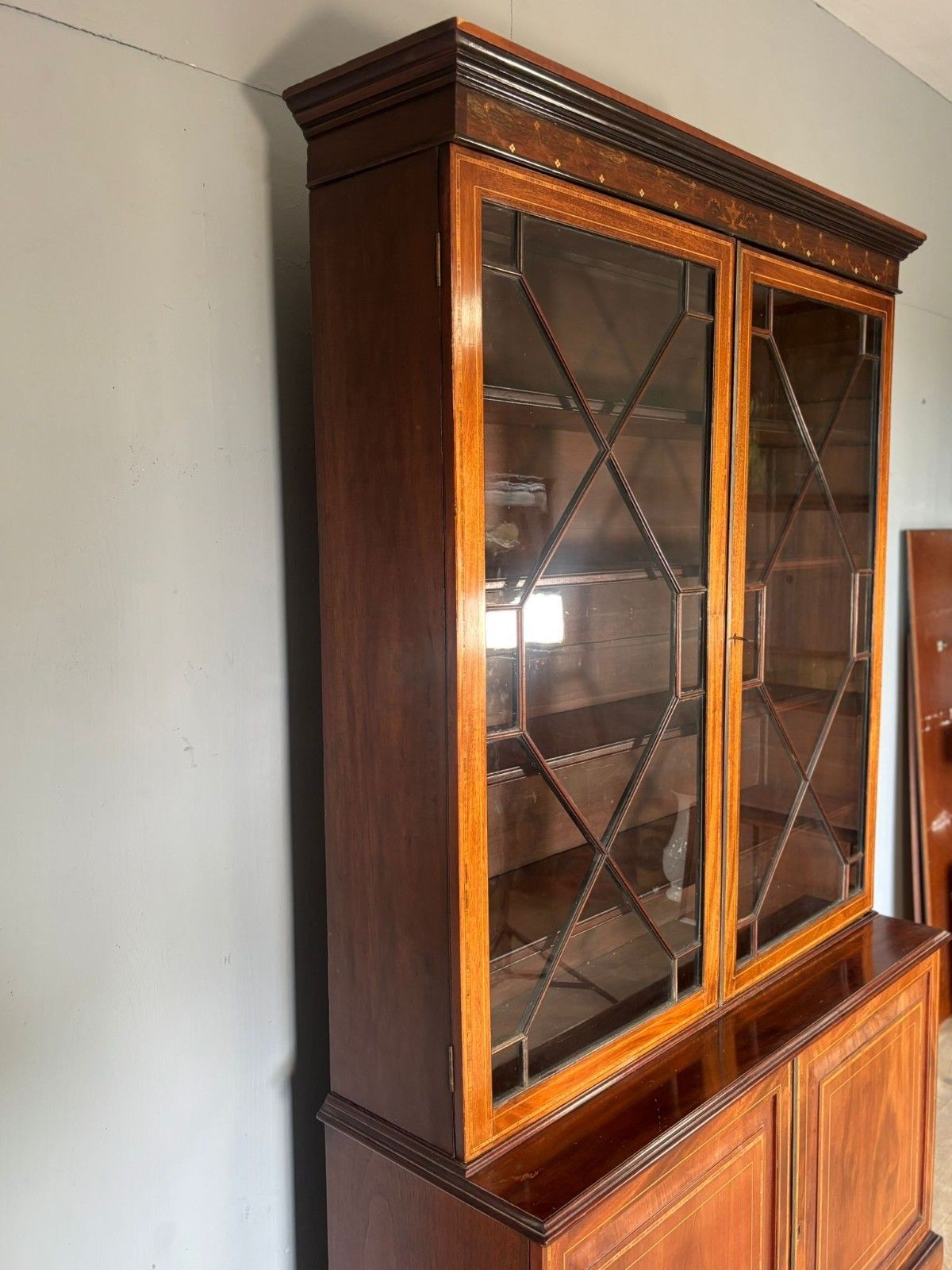 Inlaid Mahogany Astragal Glazed Cupboard Bookcase photo Furniture