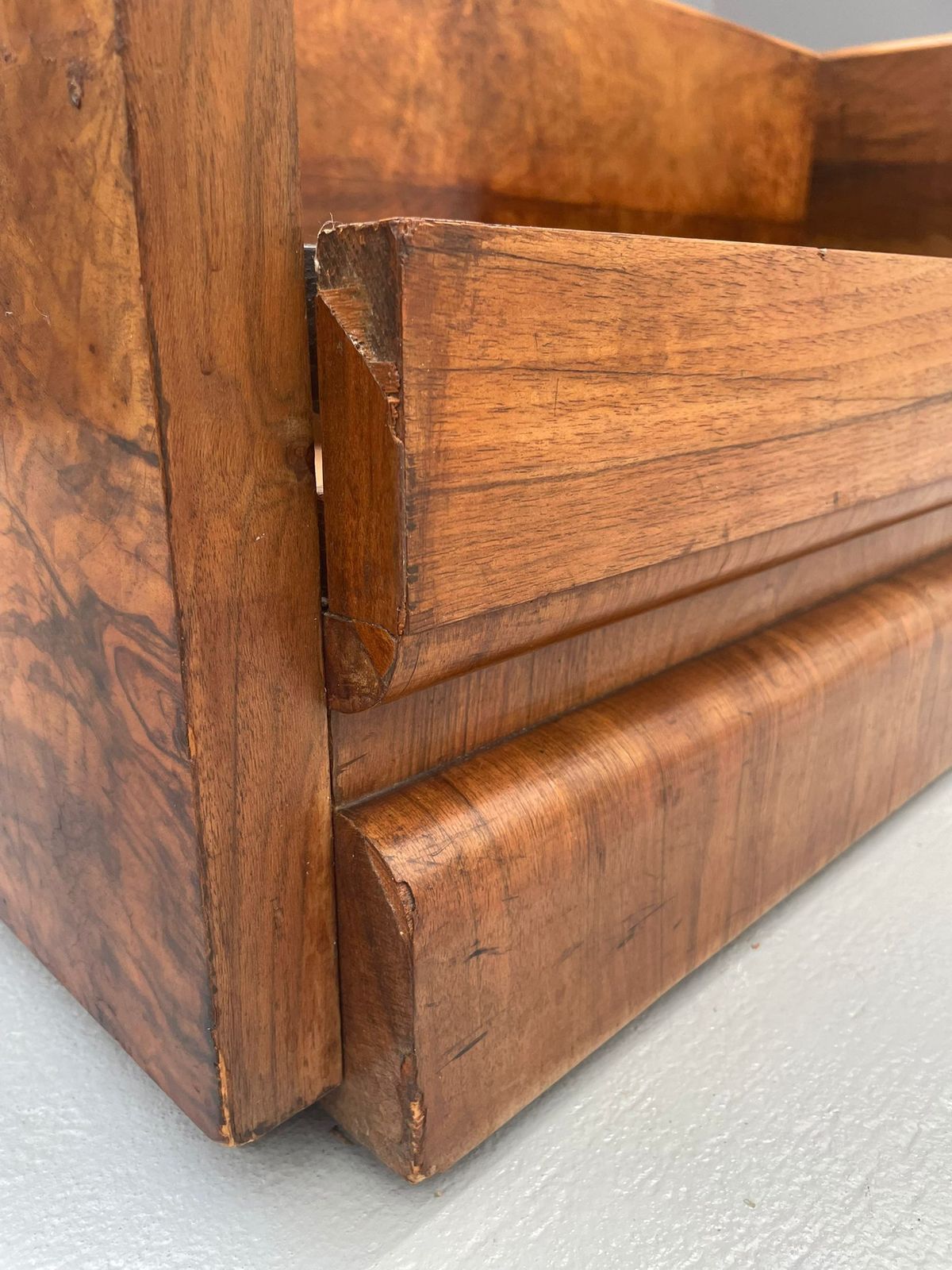 Furniture Czechoslovakian Art Deco Walnut Storage Sofa, 1930s photo