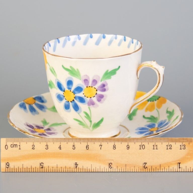 Royal Tuscan Porcelain Ceramic Art Deco Teacup & Saucer photo for sale