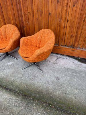 Mid Century Metal And Fabric Swivel Chairs, 1960s, Set Of 2 photo 1694.0
