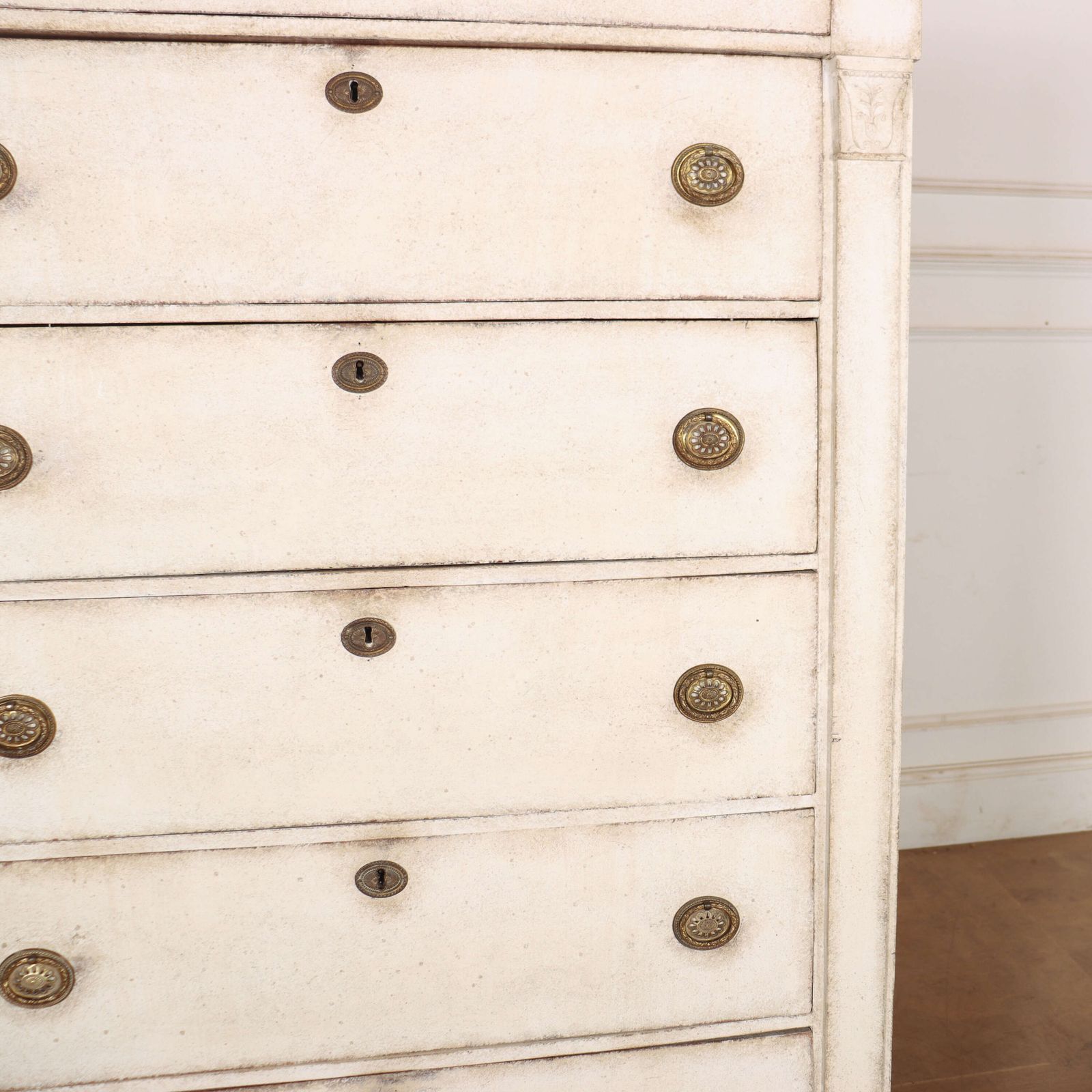 Dutch Painted Tall Boy Chest Of Drawers photo vintage