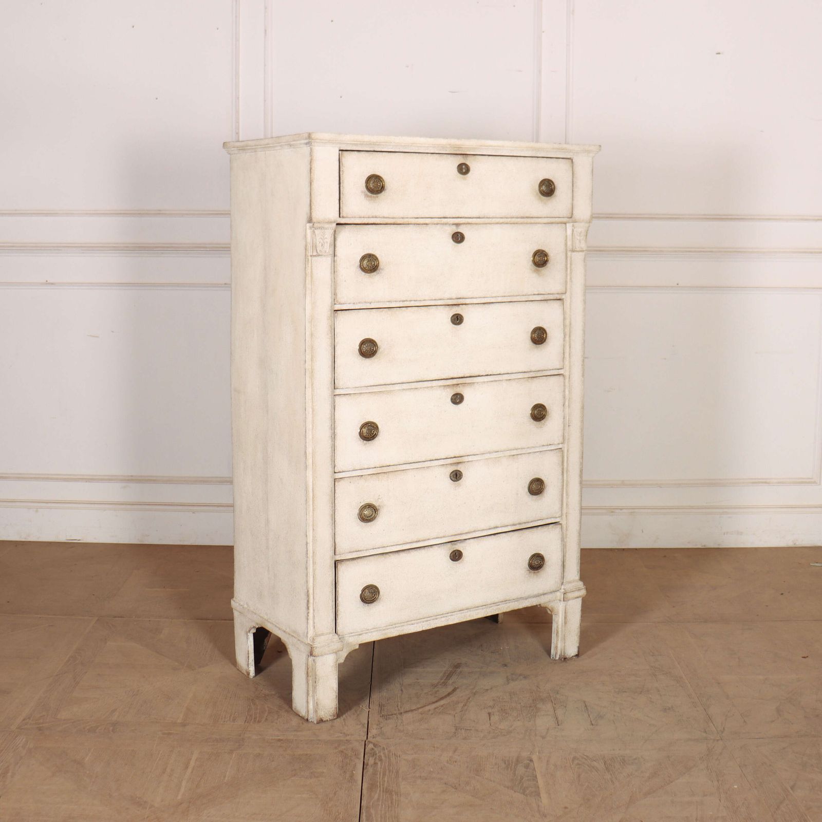 photo furniture Dutch Painted Tall Boy Chest Of Drawers