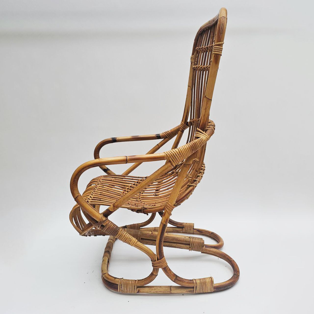 Tito Agnoli Bamboo Rattan Armchair, 1960s photo vinterior