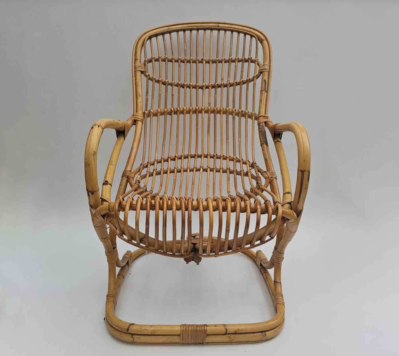 Tito Agnoli Bamboo Rattan Armchair, 1960s photo furniture