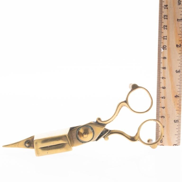 Antique Victorian Brass Candle Wick Trimmers Snuffer photo 85.0