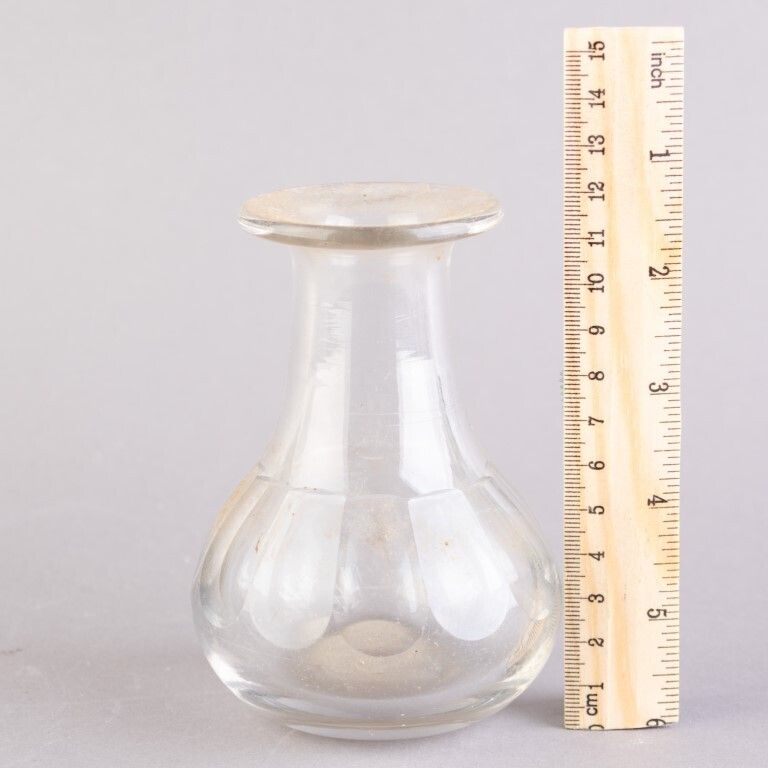 Antique Crystal Glass Faceted Vase 19th Century photo for sale