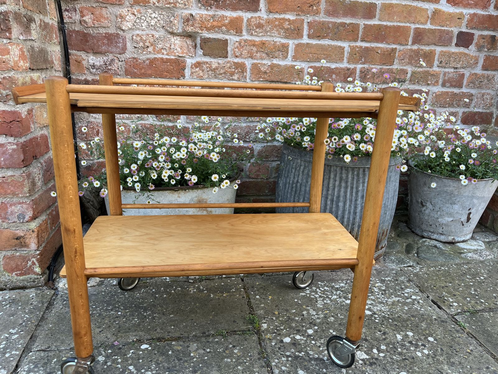 Mid Century Wooden Bar Trolley Cart photo for sale