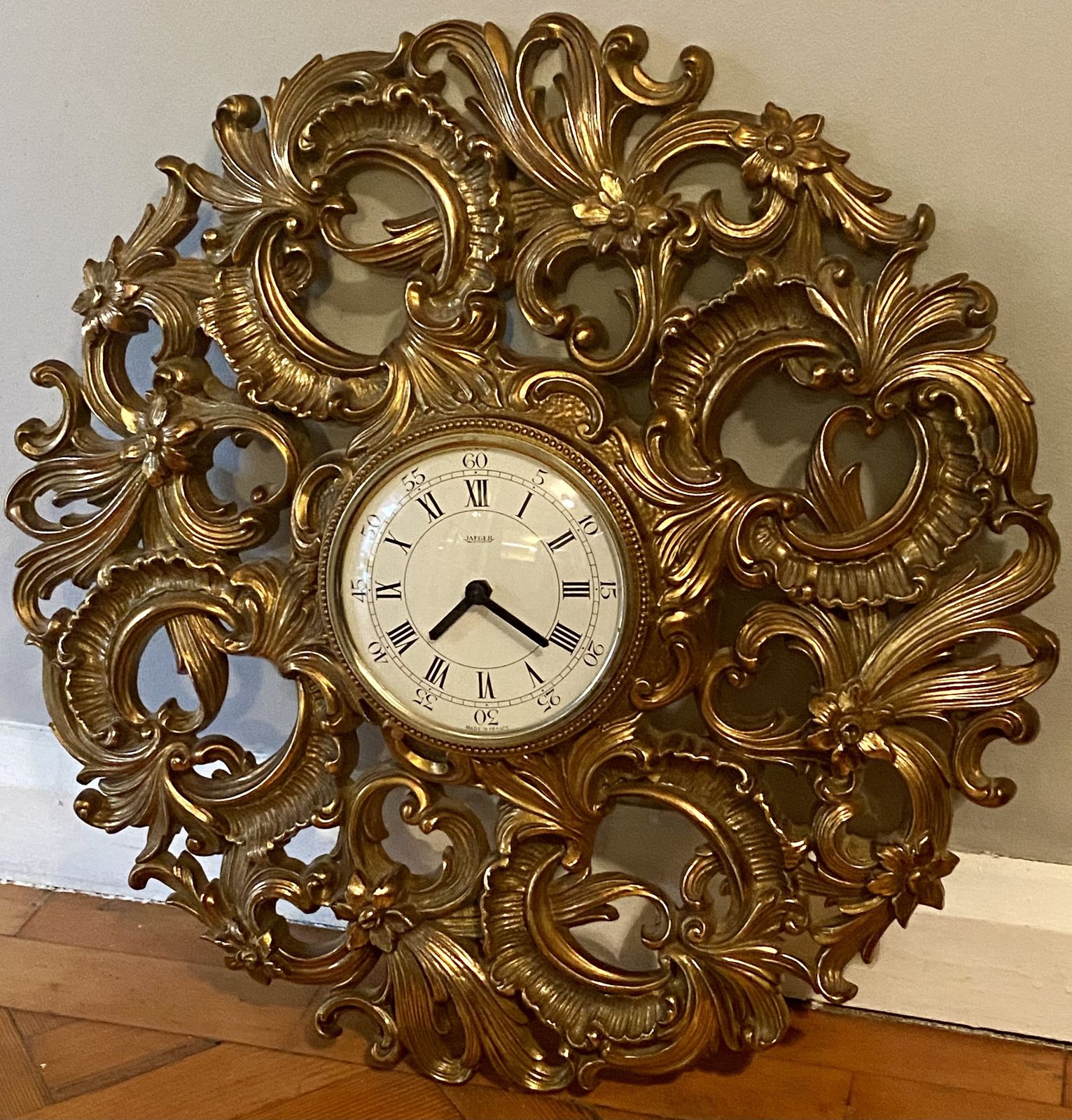 Vintage 1960's Jaeger Wall Clock French Rococo Design Jlc Lecoultre Lic Ato Deco Interior Design Atmos Reverso Memovox Master Polaris photo 475.0