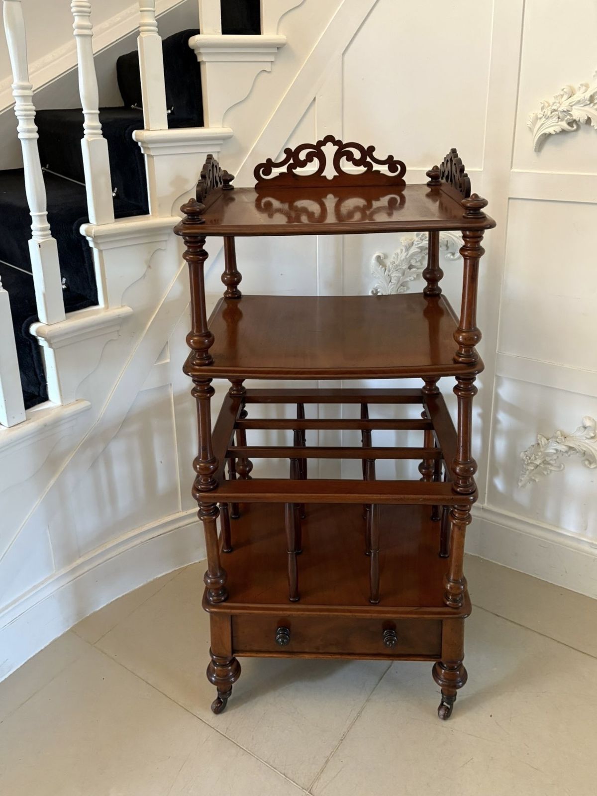 Antique 19th Century Quality Mahogany Free Standing Canterbury Whatnot photo furniture