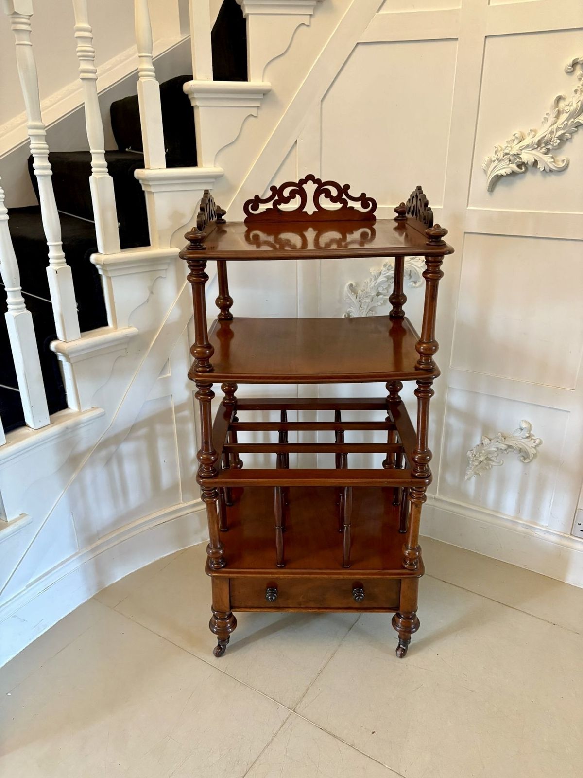 Antique 19th Century Quality Mahogany Free Standing Canterbury Whatnot photo Furniture