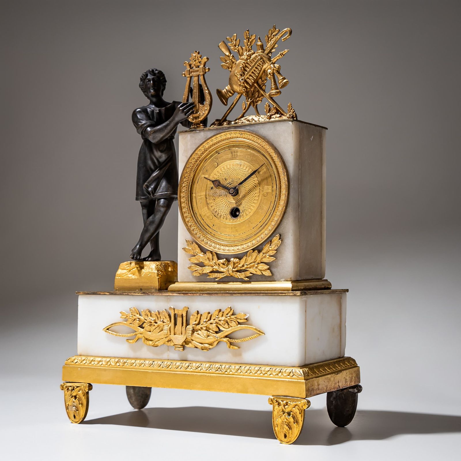 Kleine Schoorsteenklok Met Orpheus Figuur, 19e Eeuw photo vintage