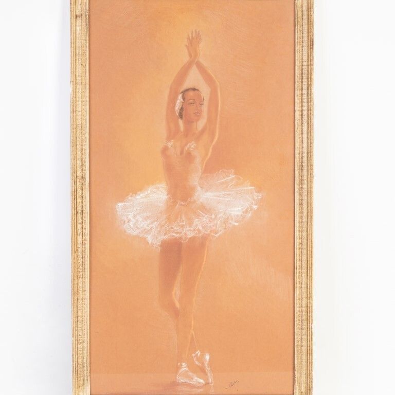 Pastel Drawing Of A Ballerina Signed A. Dubois photo furniture
