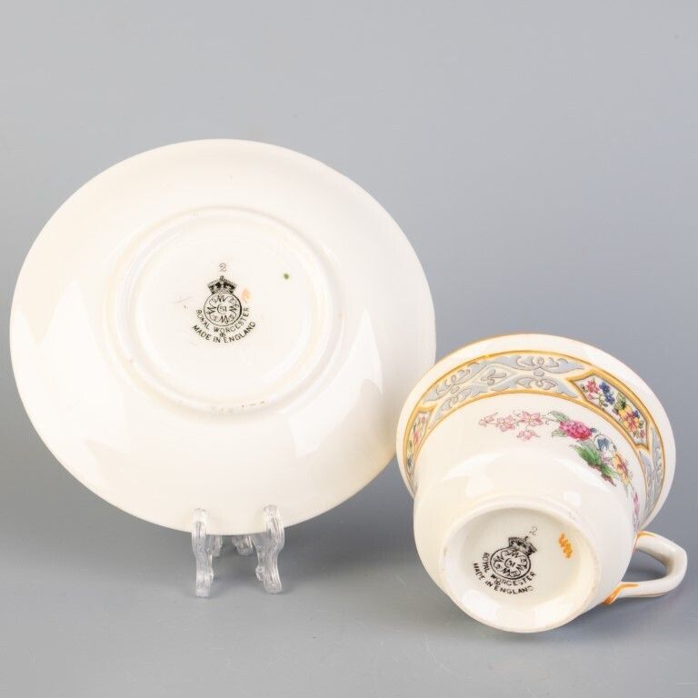 Royal Worcester Art Nouveau Porcelain Teacup With Saucer photo furniture