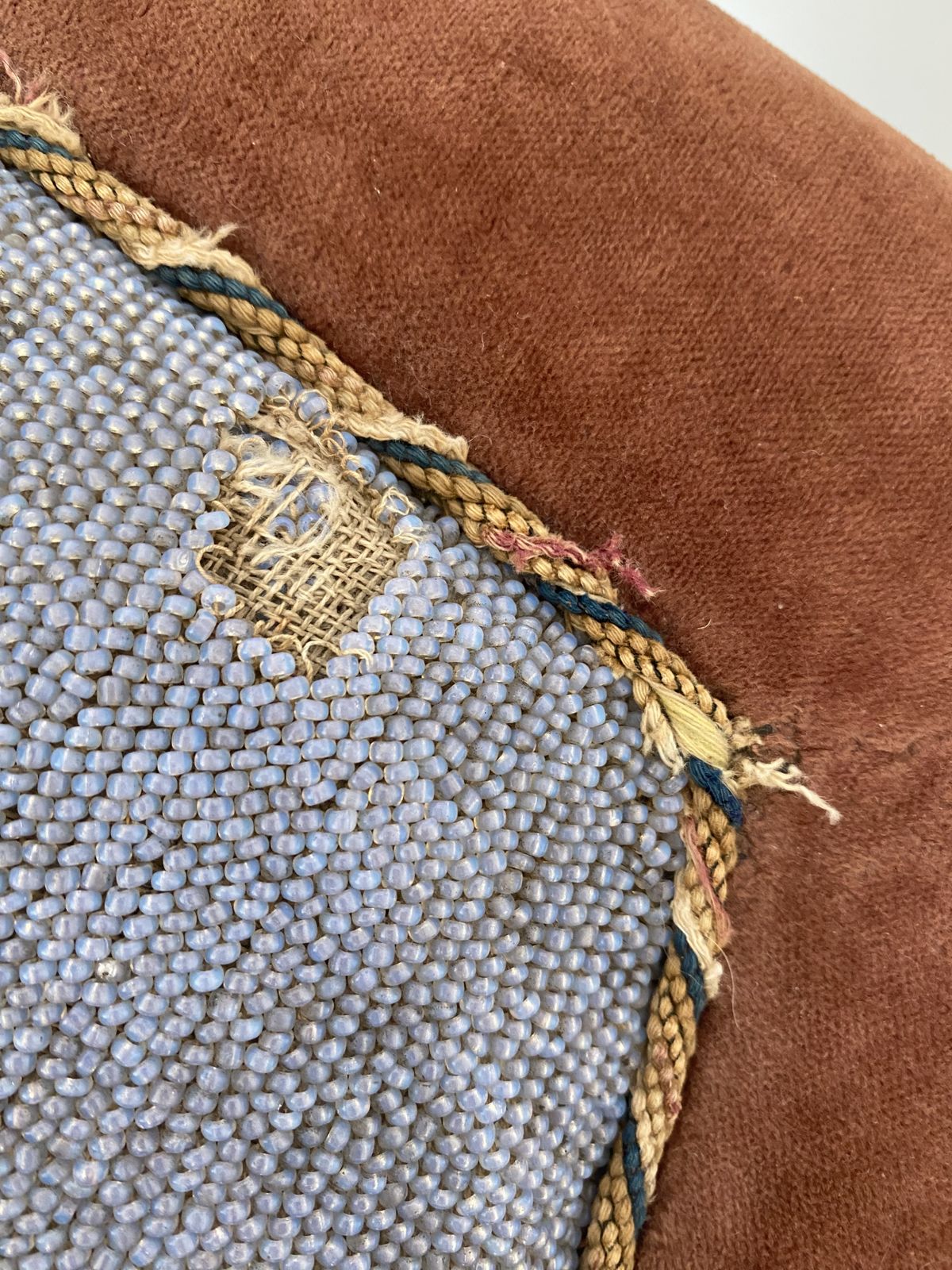 Furniture Stunning Victorian Beadwork Needlepoint Tapestry Nursing Chair 19th C photo