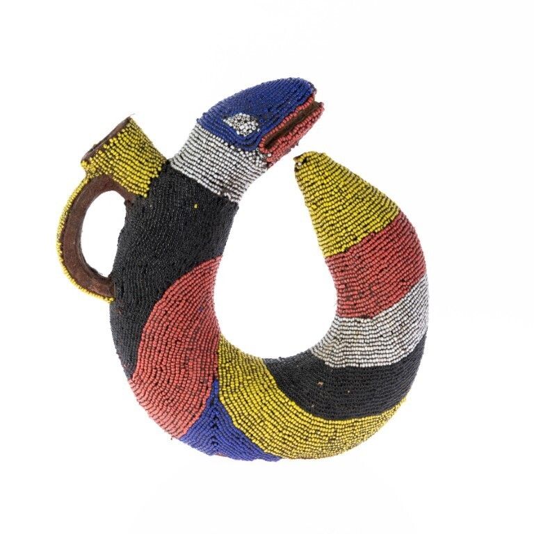 African Beaded Candle Holder Lamp photo for sale