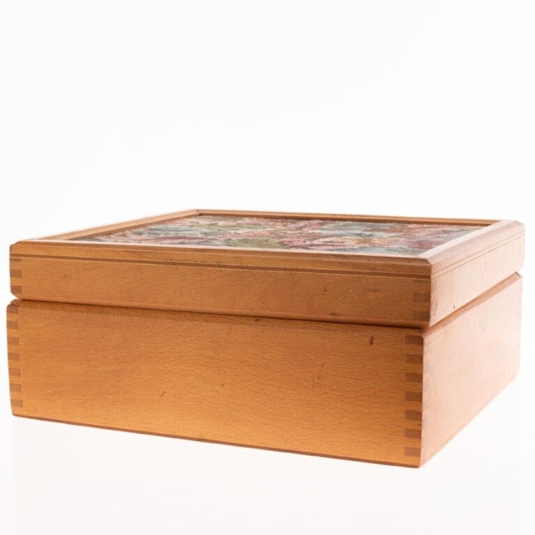 Needlework Sewing Wood Box, Mid 20th Century