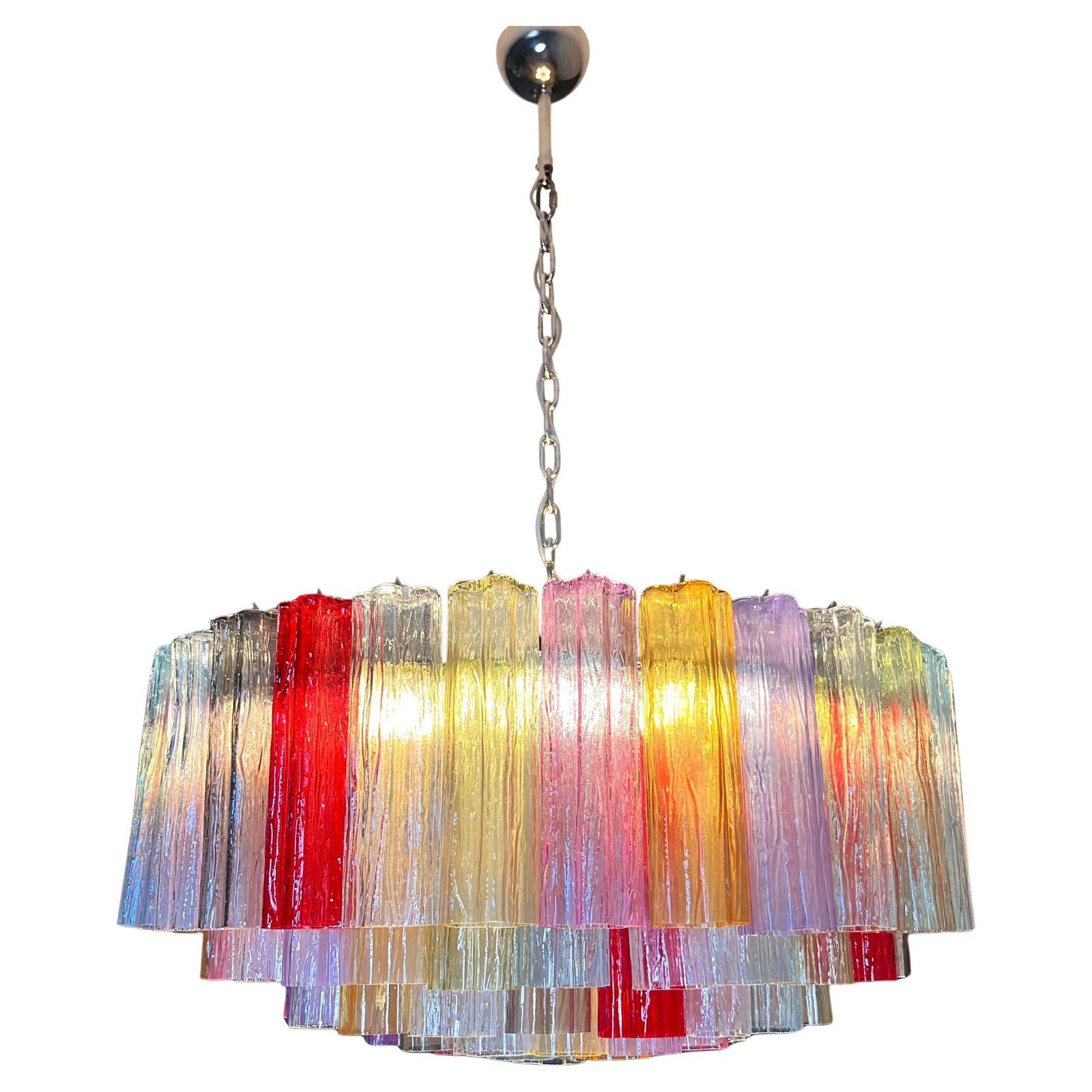 Magnificent Murano Glass Chandelier, 101 Multicolor Tube Glasses photo buy