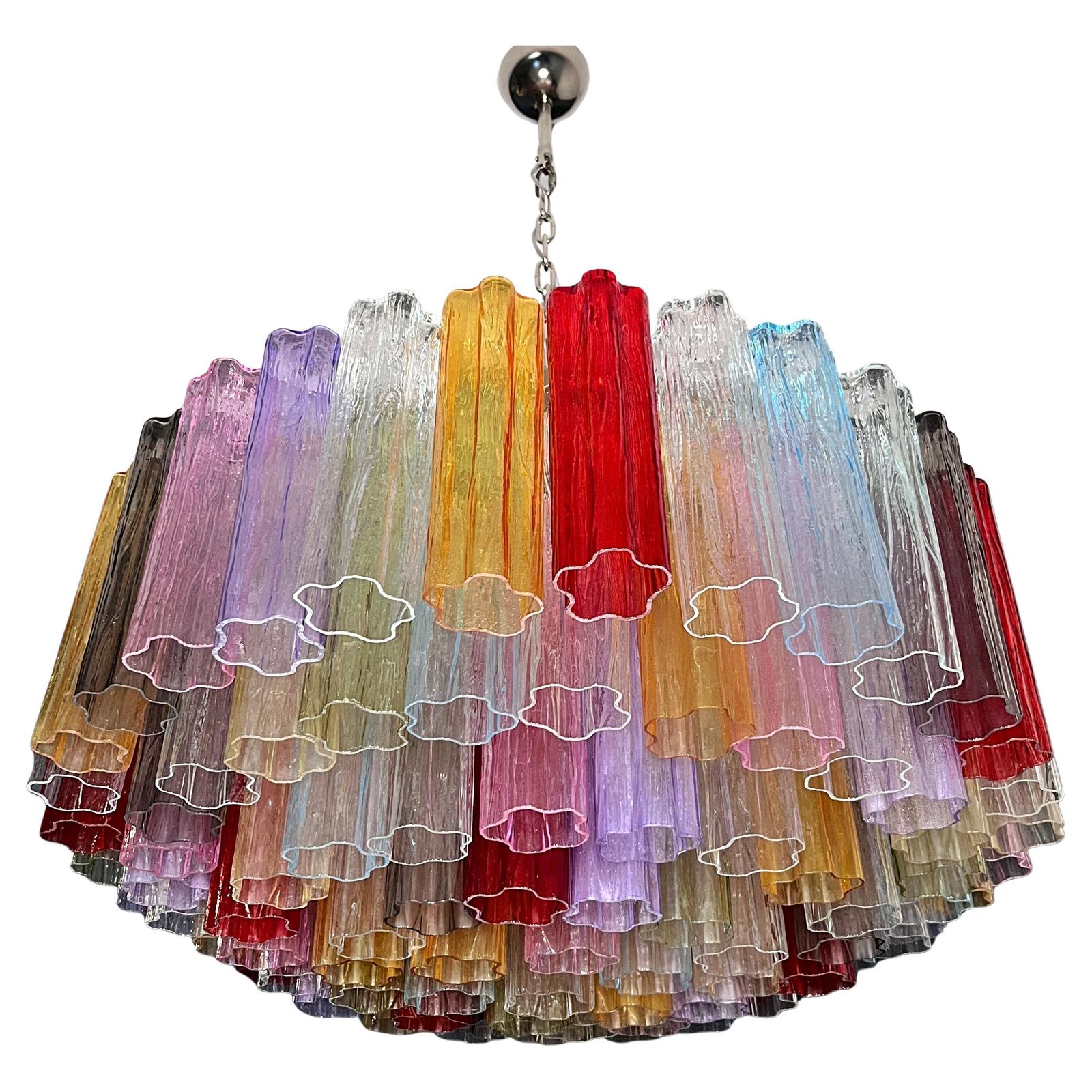 3258.0 Magnificent Murano Glass Chandelier, 101 Multicolor Tube Glasses photo