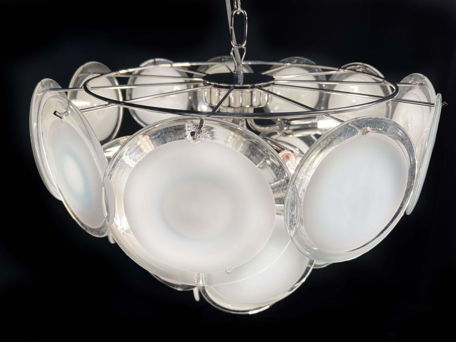 Disc White Murano Glass Chandelier By Vistosi photo furniture