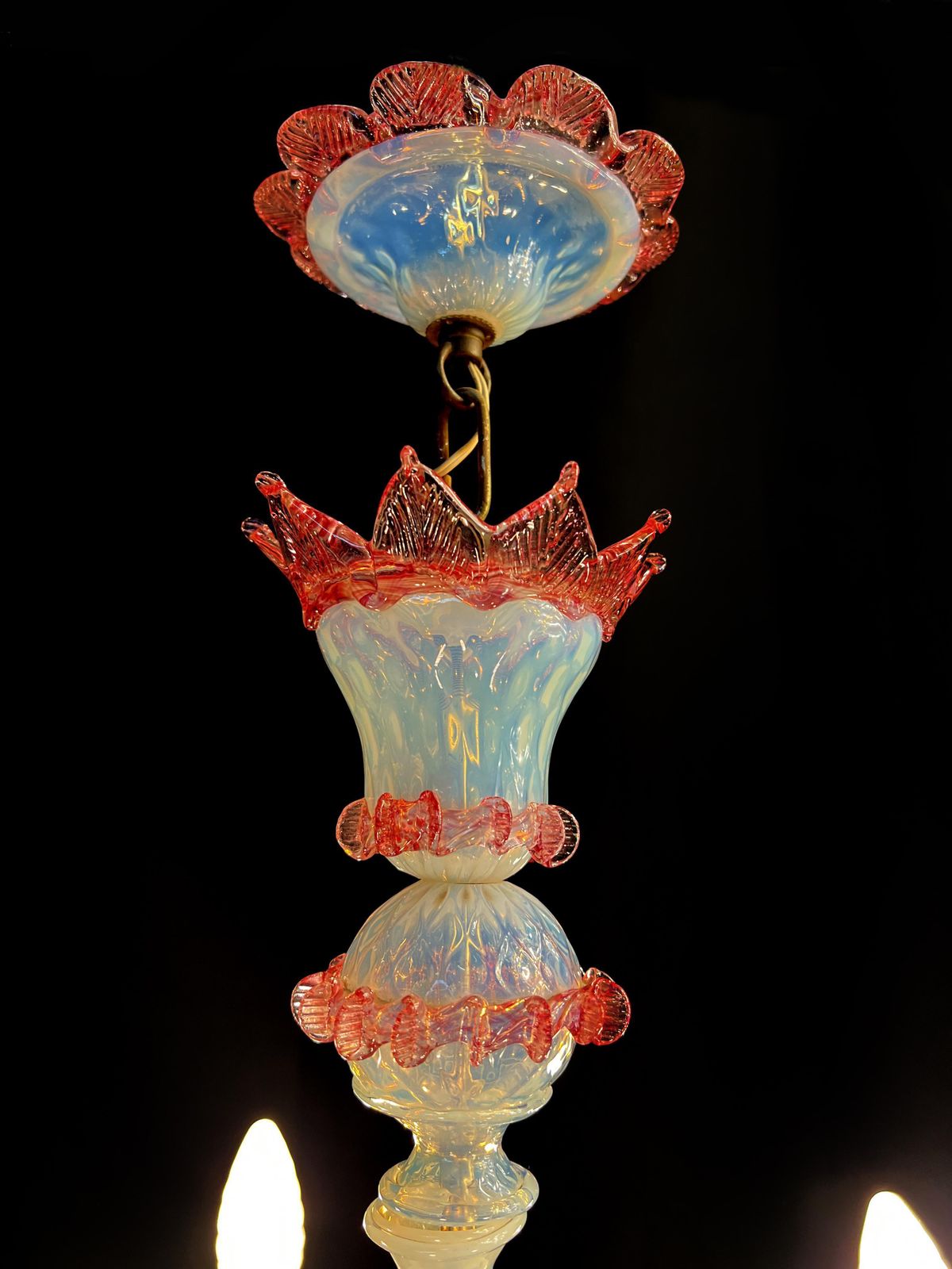 Charming Light Blue And Pink Venetian Chandelier, Murano, 1950s photo vintage